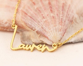 Gold Personalized Name Necklace: Delicate Layering Necklace, Dainty Name Charm Jewelry, Valentines Gift for Her