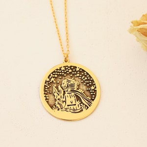 14K Gold The Little Prince Necklace - Silver The Little Prince and Fox Jewelry - The Little Prince Pendant - Le Petit Prince - Birthday Gift