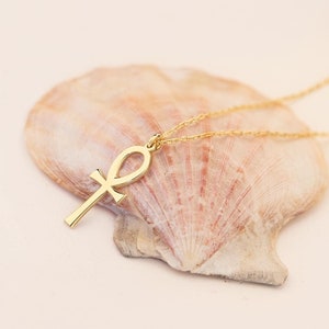Gold Ankh Necklace - Ankh Charm Jewelry - Ankh Pendant -  Egyptian Jewelry - Protection Cross Necklace - Valentines Day - Love Gift - Gifts