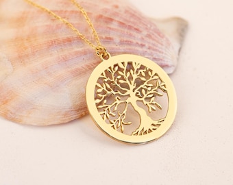 Gold Tree of Life Necklace: Sterling Silver Family Tree Pendant