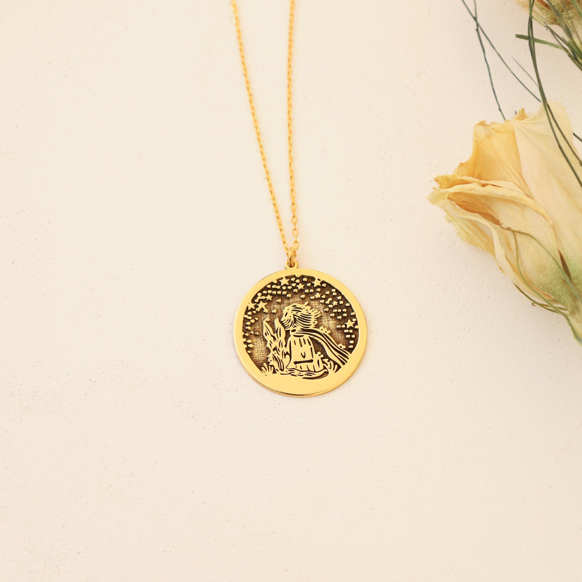 14K Gold The Little Prince Necklace - Silver The Little Prince and Fox Jewelry - The Little Prince Pendant - Le Petit Prince - Birthday Gift