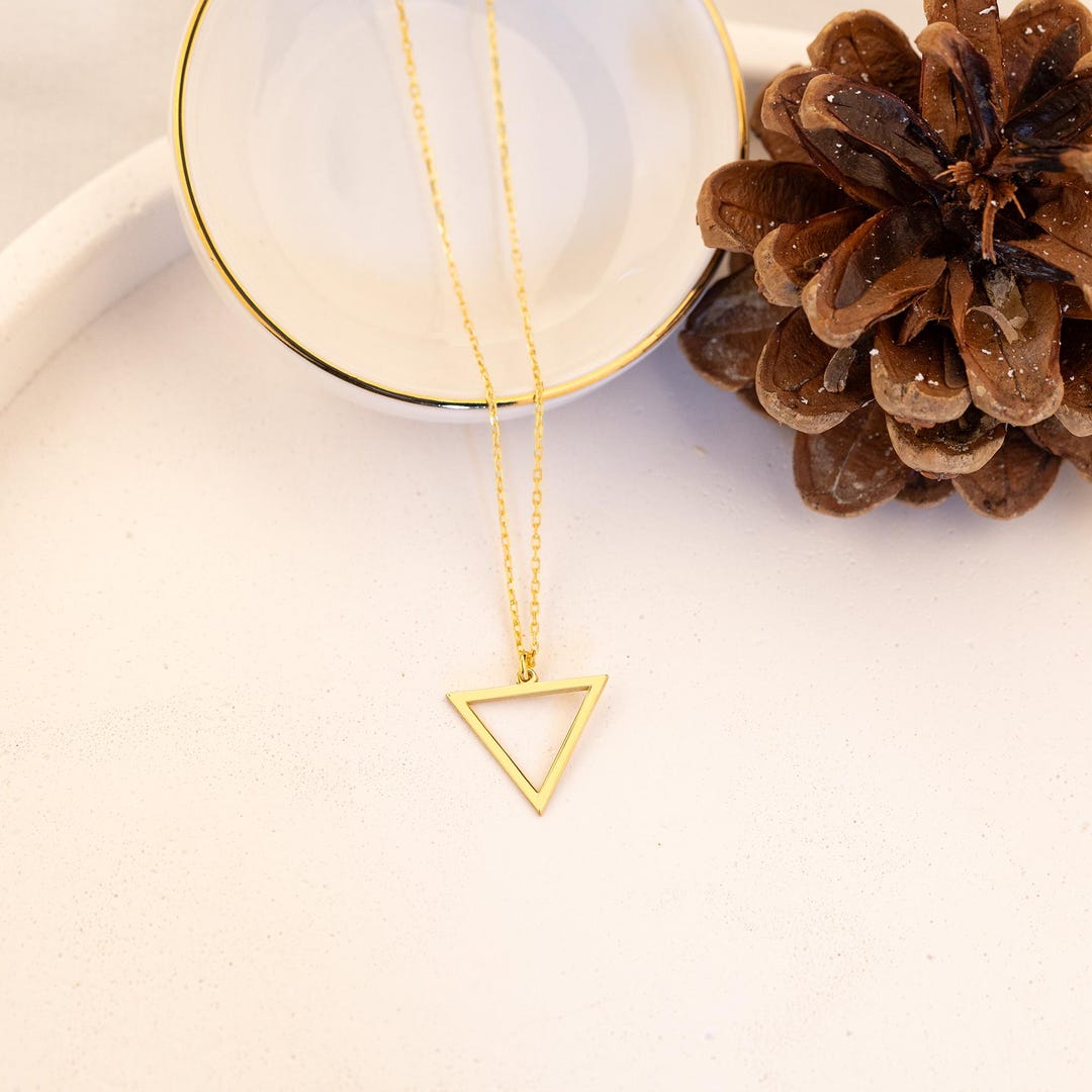 Gold Triangle Necklace - Silver Triangle Jewelry - Handmade Jewelry ...