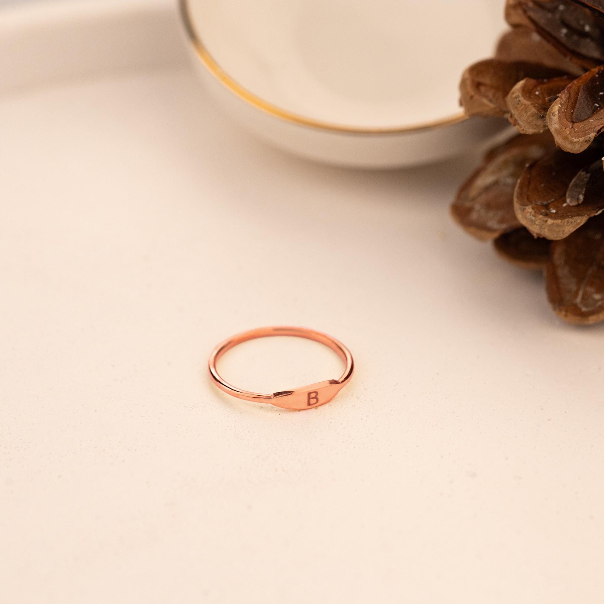 Custom Initial Ring: 14K Gold Plated Sterling Silver Bandvalentine's ...