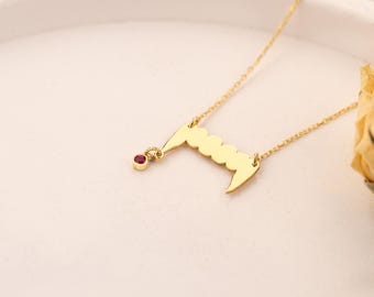 14K Gold Vampire Bite Necklace, Halloween Teeth Necklace Gift For Gothic  Vampire Bloody Vampire Pendant Boho Jewelry Dainty Necklace