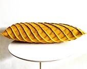 BOLSTER TEXTURED PILLOW - Cross-pleat boudoir linen pillow - Hand-dyed Goldenrod Yellow