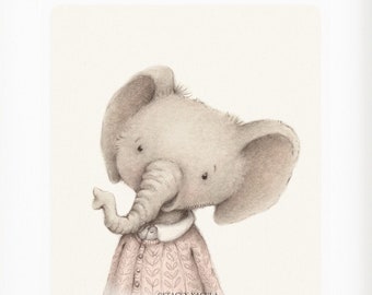 Stacey Yacula, Elephant Nursery Decor, Animal Kids Room Art, Elephant Portrait, Elephant Nursery Art, Girls Kids Room Art, "Fiona"- AP2209