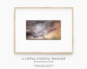 Panda Inspirational Wall Decor, Animal Art Print, Panda Art, Animal Nursery Art, Inspriational Art-"A Little Positive Thought"- AP2301