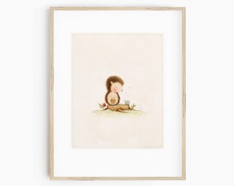 Stacey Yacula, Animal Nursery Art Print, Hedgehog Print, Woodland Kids Bedroom, Hedgehog Nursery,  Nursery Print, Hedgehog Art- AP1915-E