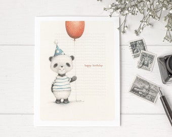 Animal Birthday Card, Panda Bear Card,  Greeting Card, Congratulations Card,Birthday Panda-C2209