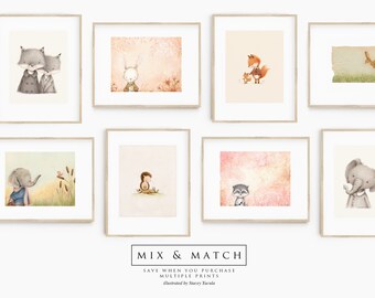 Mix and Match Art Prints, Nursery Art Print Sets, Animal Kids Wall Art Print Sets. Nursery Wall Art Set, Set of 3 Art Prints, Gallery Sets