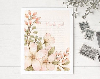 Set of 10 Floral Note Card, Stacey Yacula Greeting Card, Flower Birthday Card, Friendship Card, Thank you card- "Floral No.2"-C2112