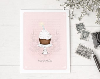 Cupcake Greeting Card • Cupcake Birthday Card • "SWEET THINGS NO.3 "-C1804