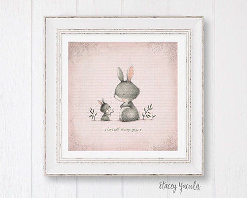 Bunny Wall Art Nature Kids Room Nature Illustration Etsy