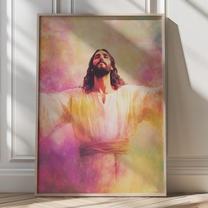 Embrace Jesus Print Modern Christian Wall Art Inspirational Faith Decor Colorful Jesus Canvas Spiritual Art Jesus Painting Religious Gift
