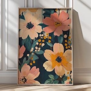 Vintage Botanical Floral Art Print Wildflower Decor Modern Floral Print Cottagecore Decor Botanical Art Print Nature Inspired Decor Boho Art