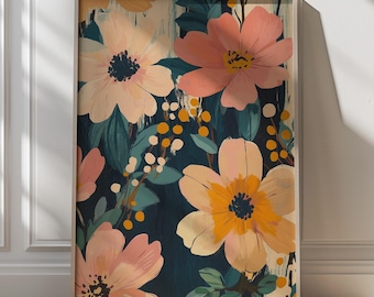 Vintage botanische Blumen Kunstdruck Wildblumen Dekor Moderne Blumendruck Cottagecore Dekor Botanische Kunstdruck Natur inspiriert Dekor Boho Art