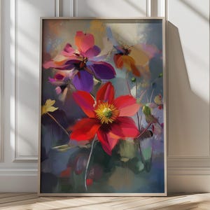 Vibrant Floral Wall Art Colorful Botanical Print Abstract Flower Painting Dopamine Decor Bright Nature Decor Modern Home Decor Gift for Her