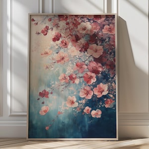 Cherry Blossom Wall Art Impressionist Floral Painting Spring Decor Elegant Nature Printable  Botanical Decor Pink Flower Flower Lover Gift