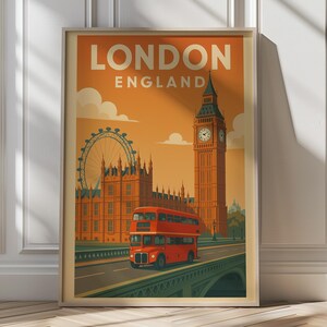 London Wall Art Printable London Poster Vintage London Art Travel Print UK Decor Big Ben Print Cityscape England Poster Travel Wall Art