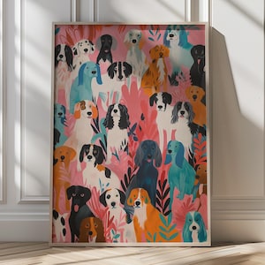 Colorful Dog Art Print Modern Dog Lover Gift Funny Dog Wall Art Bright Dog Decor Puppy Illustration Pet Art Dopamine Decor Maximalist Art