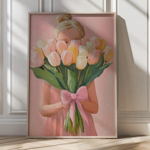 Pastel Girl Tulip Printable Spring Floral Wall Art Printable Nursery Decor Pink Room Flower Art Kids Room Mother’s Day Gift Gift for Her