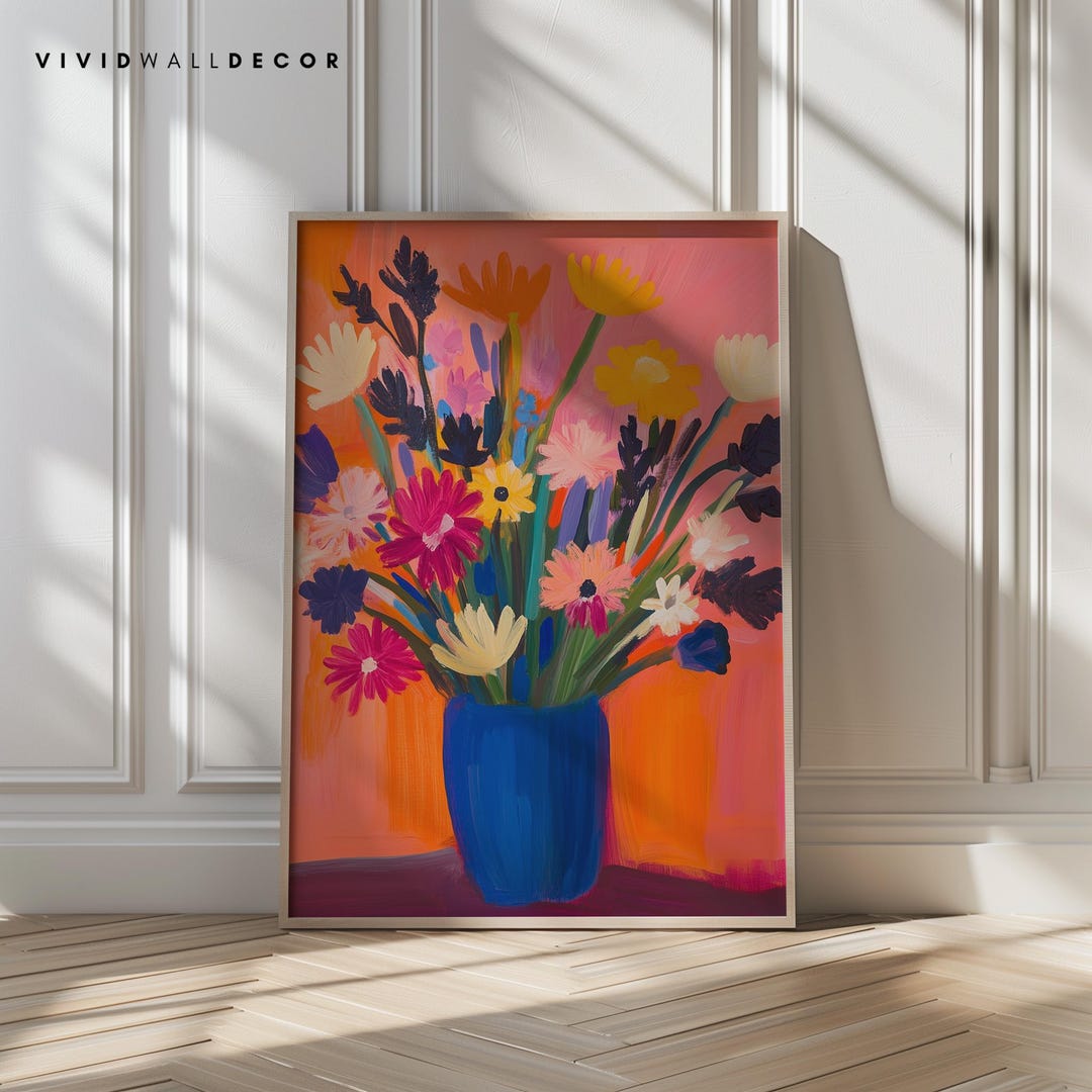 Colorful Flower Wall Art Botanical Painting Modern Floral Printable ...