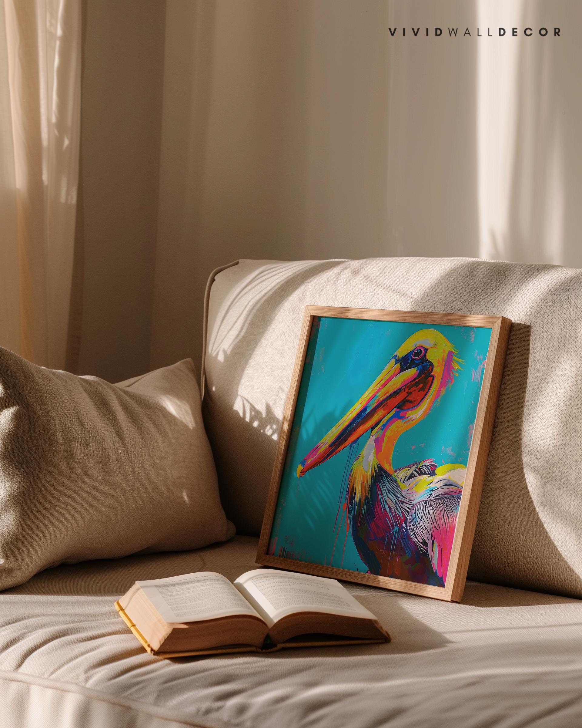 Vibrant Pelican Art Print Maximalist Wall Decor Colorful Bird Art ...
