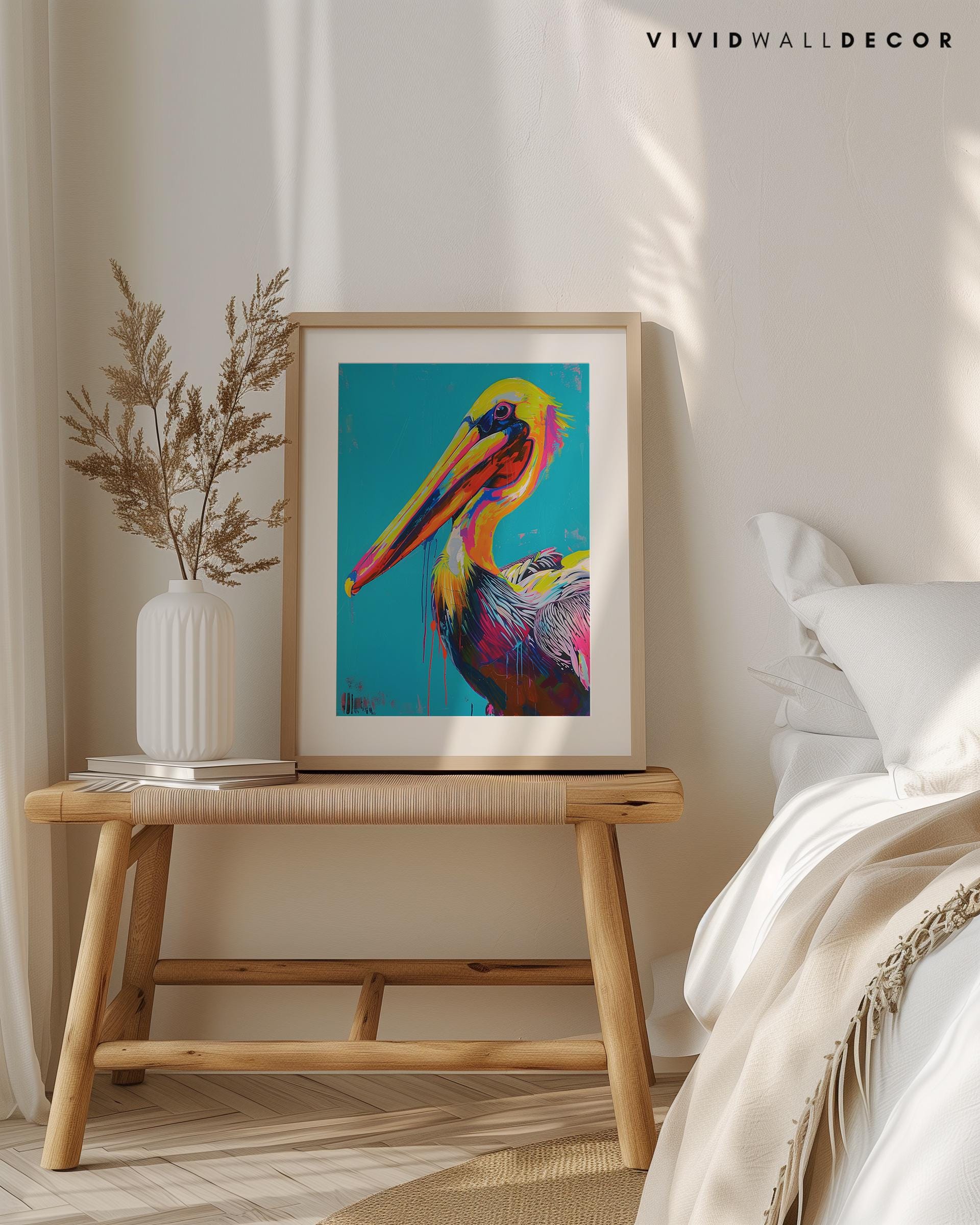 Vibrant Pelican Art Print Maximalist Wall Decor Colorful Bird Art ...