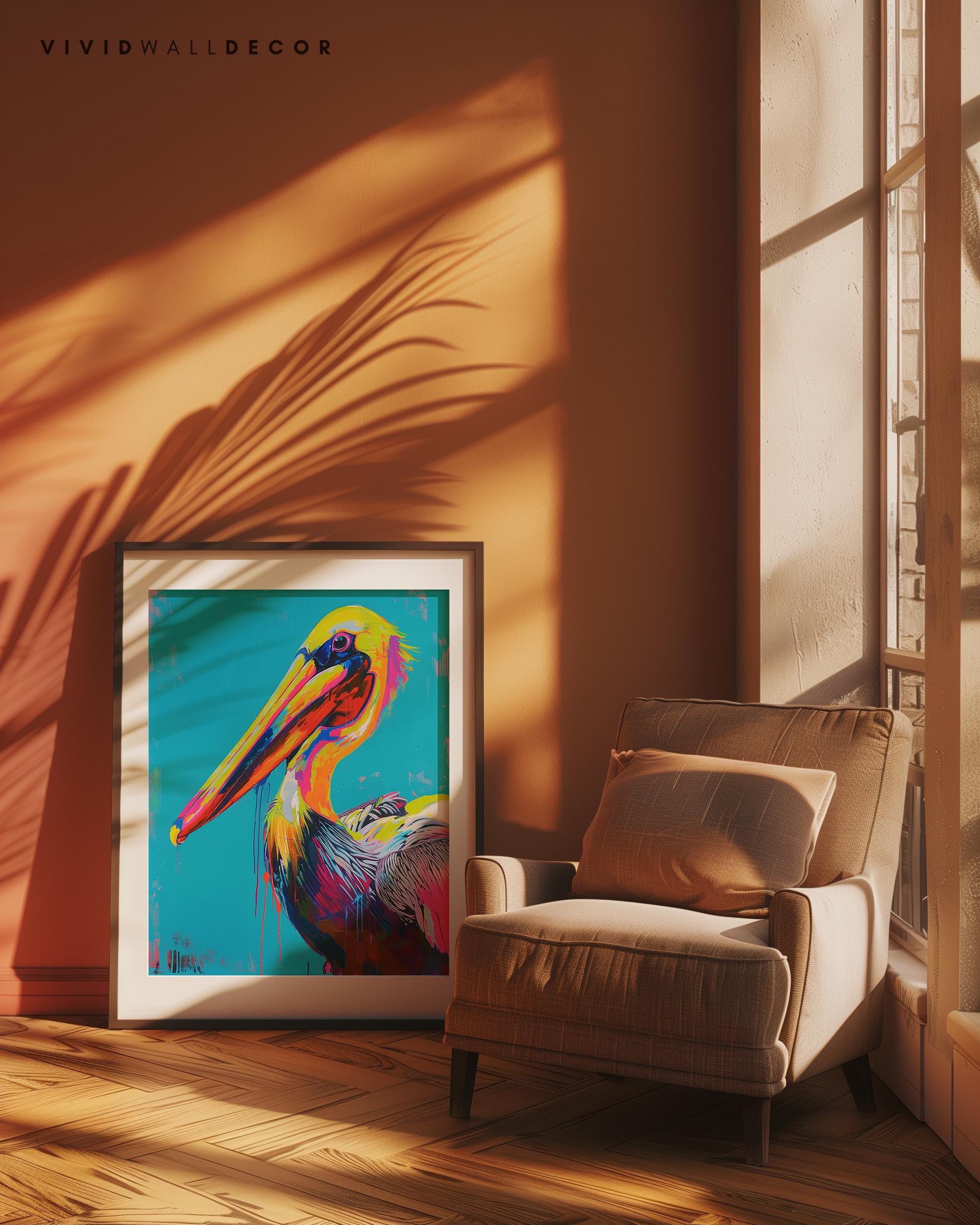 Vibrant Pelican Art Print Maximalist Wall Decor Colorful Bird Art ...