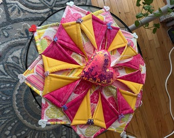 Centro de mesa de San Valentín con botón de corazón