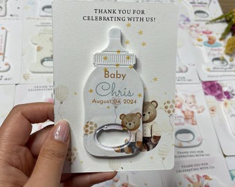 Imán abridor de botellas personalizado para baby shower: recuerdo de fiesta personalizado