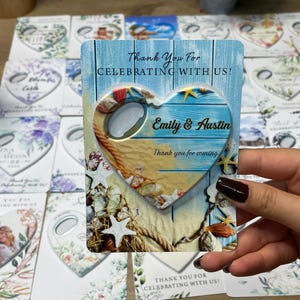 Personalized Heart Bottle Opener Magnet: Beach Wedding Favor, Nautical Keepsake