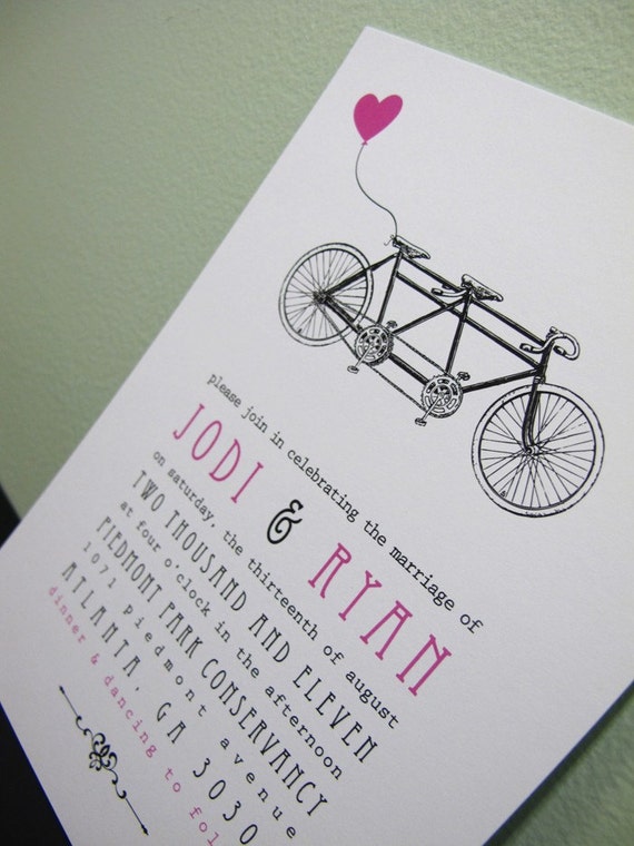 Items similar to Tandem Bike Bicycle Wedding Invitation SAMPLE on Etsy