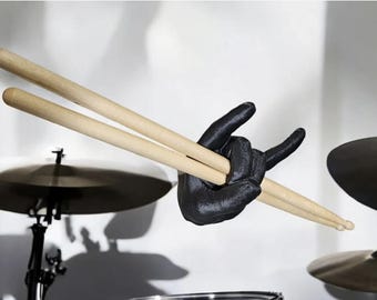 Rock Hands Drumstick Wall Mount: Devil Horns Decor