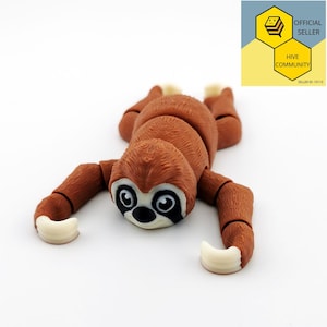3D Printed Flexi Sloth: Articulated Fidget Toy, Desk Decor