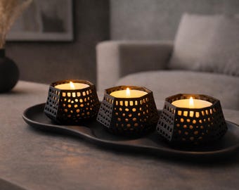 Modern Tealight Candle Holder | Voronoi Design | LED Tealight Included