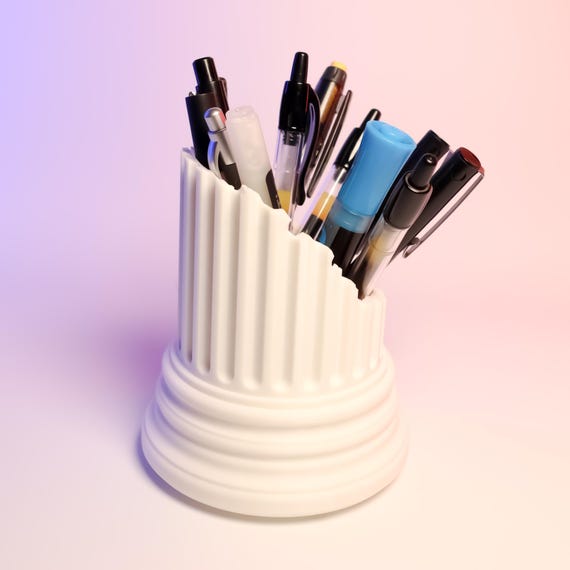 Roman Pillar Pen Holder: Ancient Rome Column Desk Decor