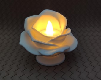 3D Printed Flower LED Tea Light Holder: Lily, Rose, or Tulip