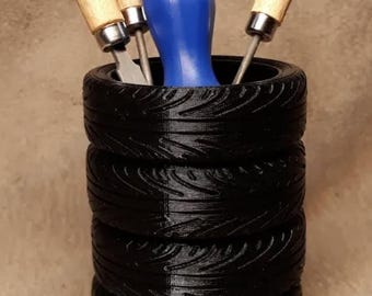 Tire Stack Pen Holder – Car Lover’s Desk Organizer, Mechanic Gift, Automotive Office Decor