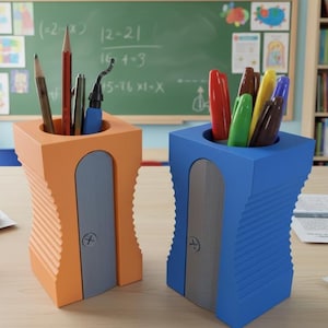 3D Printed Pencil Sharpener Pen Holder: Fun Desk Organizer