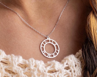 White Gold Roman Numeral Date Necklace, Custom Date Anniversary Gift Jewelry for Women, 50th Birthday Necklace