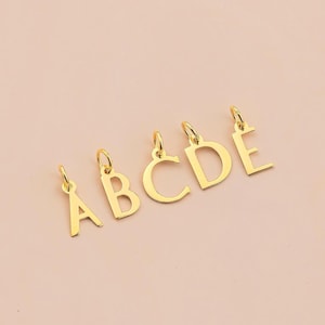 14K Gold Letter Charm Pendant, Dainty Alphabet Initial Necklace Add-On – Minimalist Monogram Jewelry, Gift for Her
