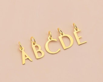 14K Gold Letter Charm Pendant, Dainty Alphabet Initial Necklace Add-On – Minimalist Monogram Jewelry, Gift for Her