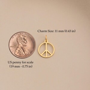14K Gold Peace Sign Necklace: Dainty Boho Charm Pendant, 14K Gold Peace Sign Necklace, Minimalist Peace Symbol Pendant, Hippie Necklace image 6