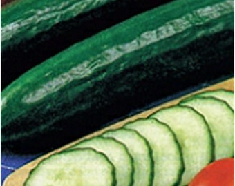 May include: Two whole green cucumbers and a pile of sliced cucumbers on a wooden cutting board. The cucumbers are fresh and green.