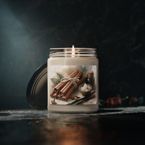 Cinnamon Vanilla Soy Candle - 9 oz Aromatherapy Candle - Relaxing Scented Candle