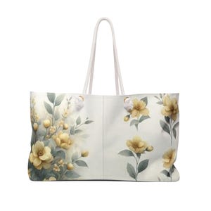 Floral Weekender Bag - Travel Tote, Large Overnight Bag, Duffle with Shoulder Strap