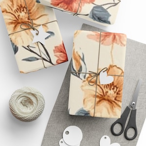 Floral Wrapping Papers, Elegant Gift Wrap, Birthday, Wedding, Baby Shower, Eco-Friendly Gift Wrap