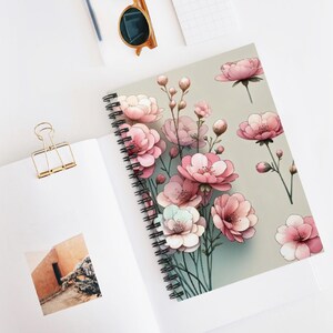Pink Floral Spiral Notebook – Ruled Lined Journal for Notes, Writing & Ideas