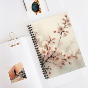 Cherry Blossoms Spiral Notebook - Ruled Lined Journal for Writing, Aesthetic Floral Notebook
